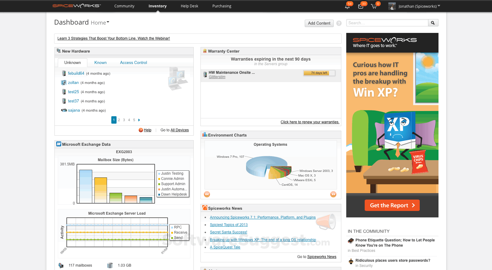 spiceworks client install options