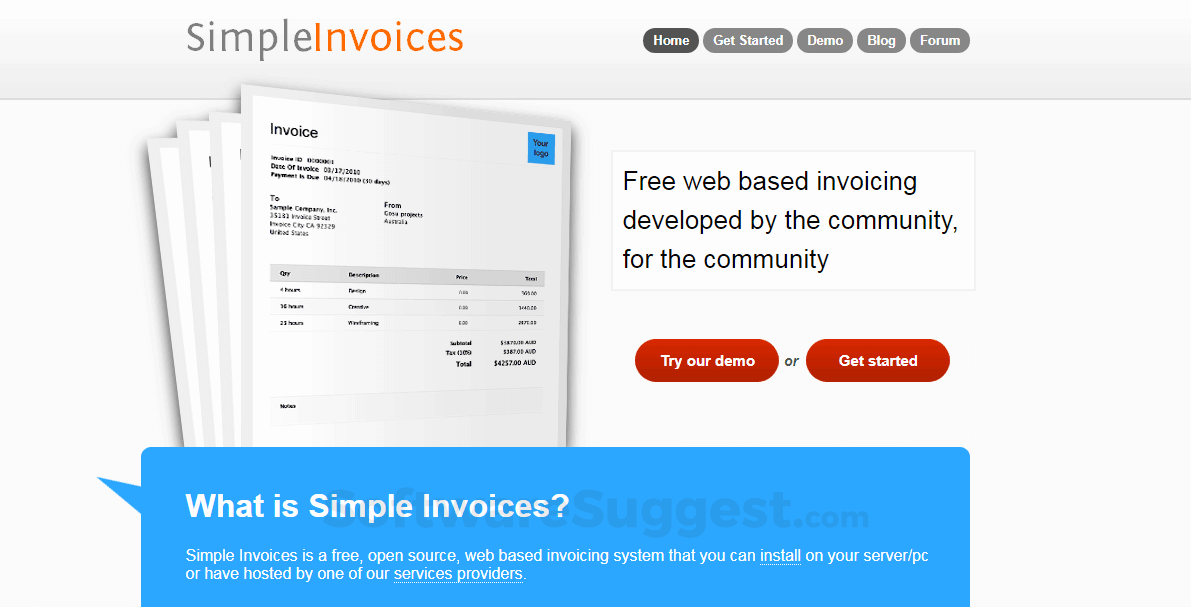 product database in simple invoices