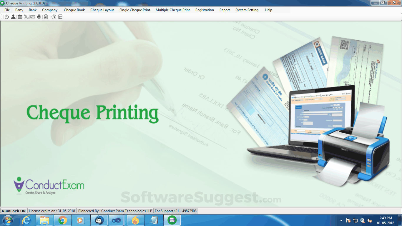 chequebook printing software