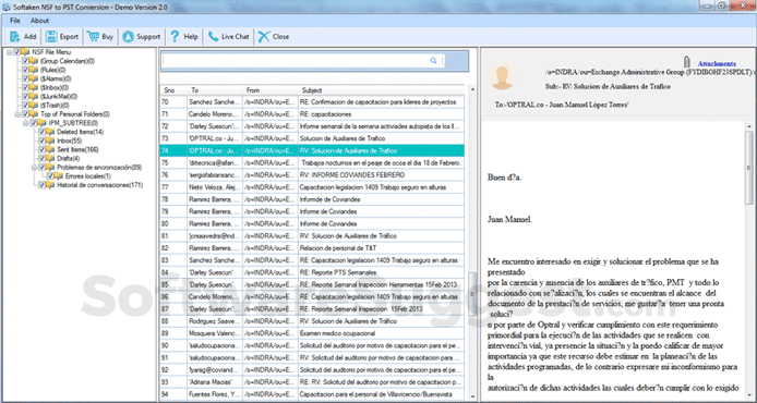 softaken nsf to pst converter