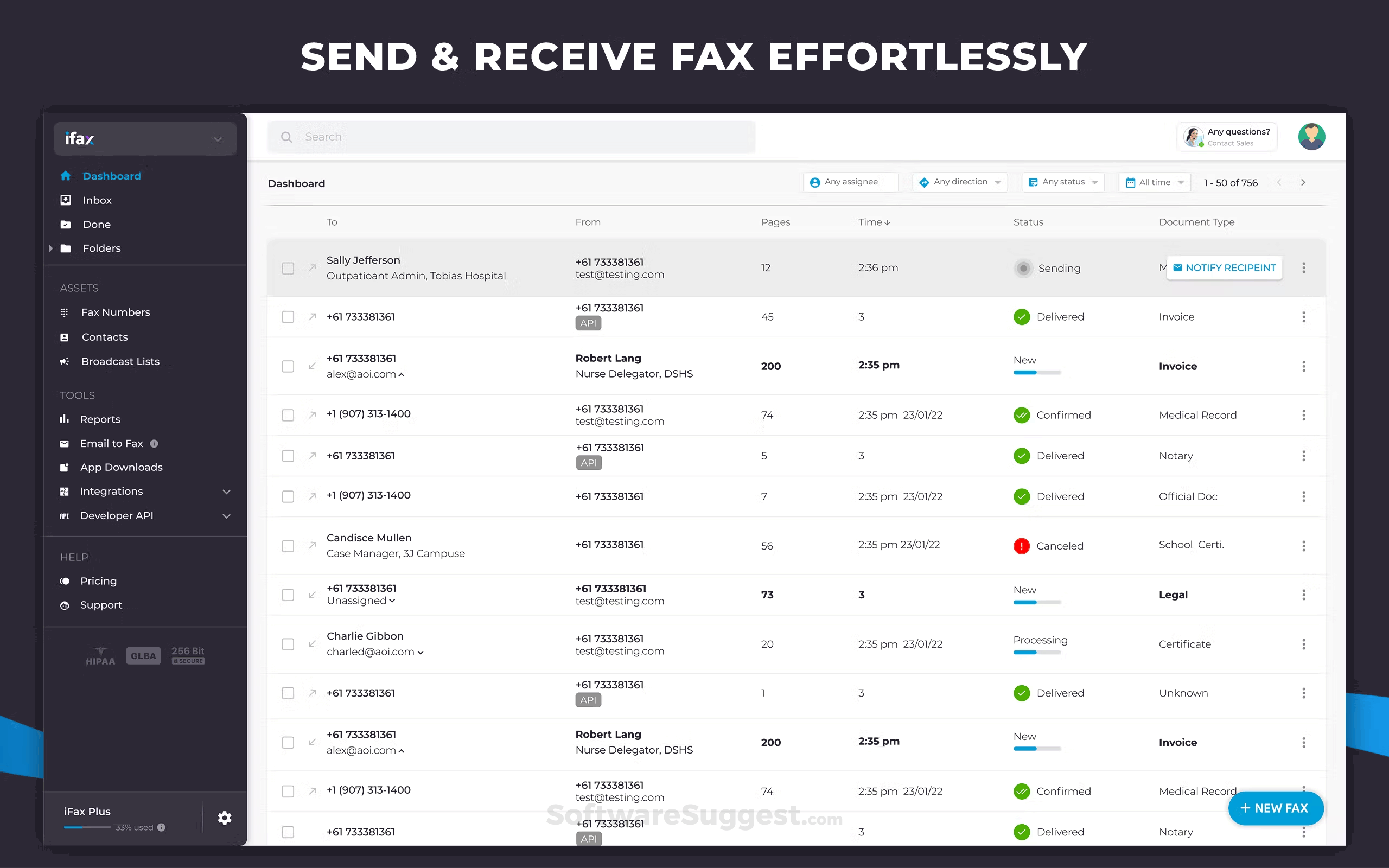 support number for ifax iphone app